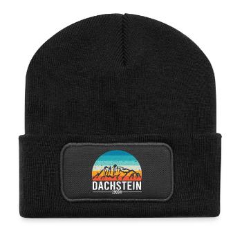 Dachstein Ramsau Autriche Coucher de soleil rétro - Beanie recyclé à patch - noir - Devant