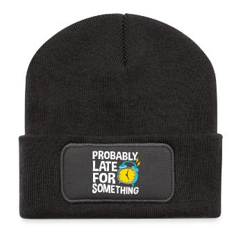 Procrastination, paresseux, paresseux, paresseux, paresseux - Beanie recyclé à patch - charbon - Devant
