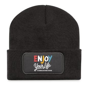 T-shirt Enjoy Your Life – Dire de la gratitude - Beanie recyclé à patch - charbon - Devant
