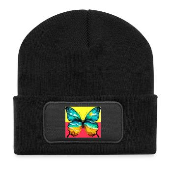 papillon - Beanie recyclé à patch - noir - Devant