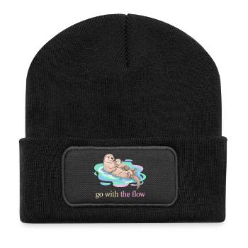 Go With the Flow Otter Duo - Recycled Patch Beanie - black - Front