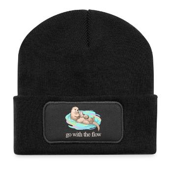 Go With The Flow Otter Duo - Recycled Patch Beanie - black - Front