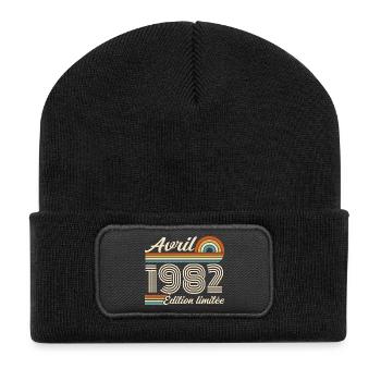  Avril 1982 anniversaire rétro 1982 April 1982 - Beanie recyclé à patch - noir - Devant