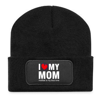 I Love My Mom True Love Shirt - Recycelte Patch Beanie - Schwarz - Vorne