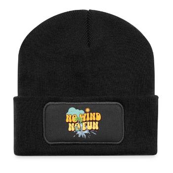 No Wind No Fun - Recycelte Patch Beanie - Schwarz - Vorne