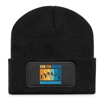 Sun, Fun, Water, Wakeboarding - Recycled Patch Beanie - black - Front