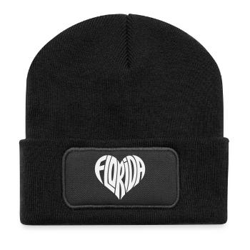 Florida Herz Typo - Recycelte Patch Beanie - Schwarz - Vorne