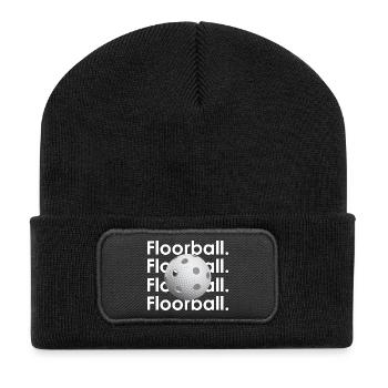 Floorball Graphic - Recycelte Patch Beanie - Schwarz - Vorne