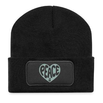 Cœur de la Paix avec le Signe de la Paix - Beanie recyclé à patch - noir - Devant