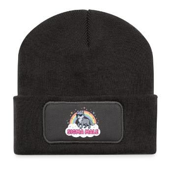 Sigma Male Wolf – Funny Meme Design - Recycled Patch Beanie - dark grey - Front