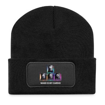 Funny Gaming Keyboard WASD My Cardio Gamer - Recycled Patch Beanie - black - Front