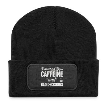 Powered By Caffeine Bad Decisions Mom - Recycled Patch Beanie - black - Front