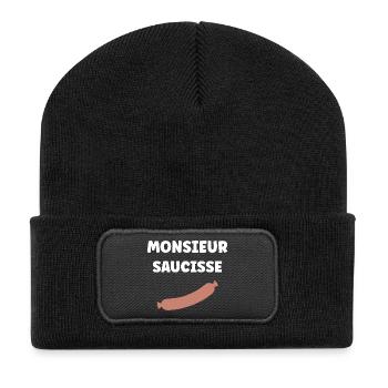 Monsieur Saucisse - Beanie recyclé à patch - noir - Devant