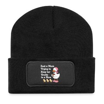 Maman essaie de garder ses canards en ligne - Beanie recyclé à patch - noir - Devant
