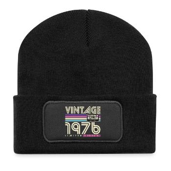 Vintage, 1976, Anniversaire, Vintage, Cadeau Rétro - Beanie recyclé à patch - noir - Devant