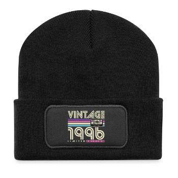 Vintage 1996 Born Retro Birthday Gift - Recycled Patch Beanie - black - Front
