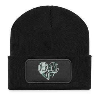 Der Berg ruft Herzdesign - Recycelte Patch Beanie - Schwarz - Vorne