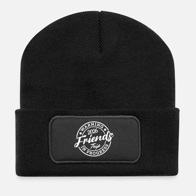 warning friends trip 2026 in progress - Recycled Patch Beanie - black