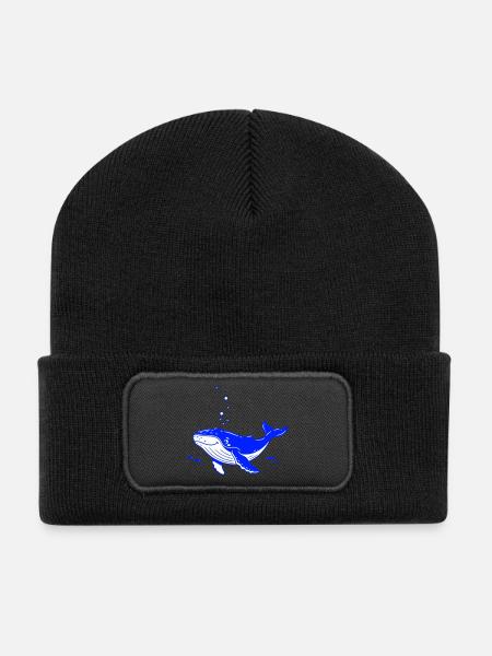 Cute Whale - Recycled Patch Beanie - black