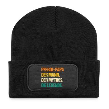 Reiten Papa Vater Pferdeliebhaber Reiterhof Pferde - Recycelte Patch Beanie - Schwarz - Vorne