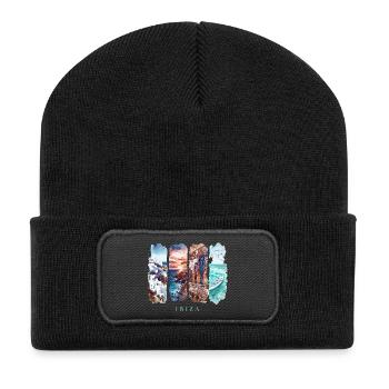 Ibiza Urlaub Travel – Balearen Strand & Party - Recycelte Patch Beanie - Schwarz - Vorne