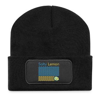 Imprimé côtier citron salé - Beanie recyclé à patch - noir - Devant