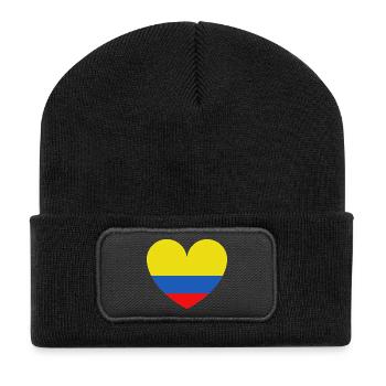Cœur Drapeau Colombie - Beanie recyclé à patch - noir - Devant