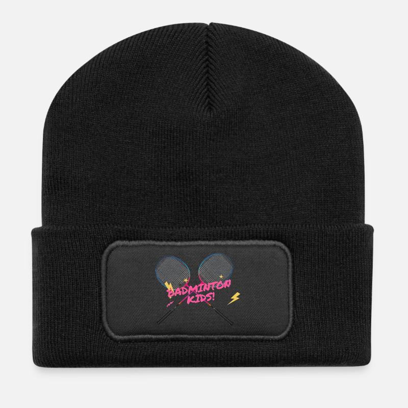 Badminton Kids Neon Racket - Recycled Patch Beanie - black
