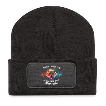 Ligne du cœur de la Tarentule au Genou Rouge - Beanie recyclé à patch - charbon - Devant
