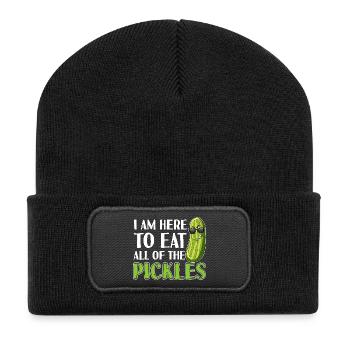 Je suis là pour manger tous les cornichons - Beanie recyclé à patch - noir - Devant