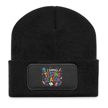 Ich habe die Klausurphase überlebt Schule Humor - Recycelte Patch Beanie - Schwarz - Vorne