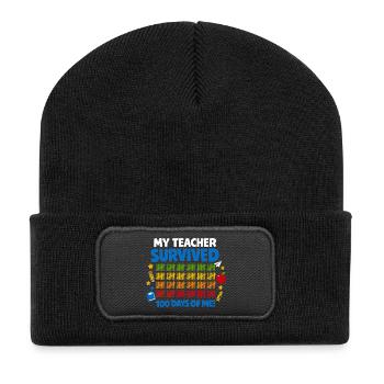 I survived 100 days of school Funny - Recycled Patch Beanie - black - Front