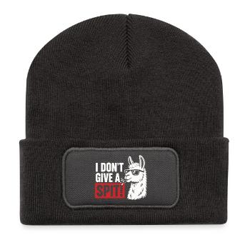 I Don't Give A Spit Lama Saying Shirt - Recycled Patch Beanie - dark grey - Front