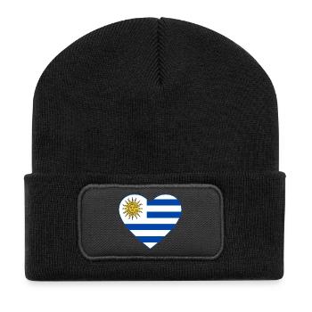 Uruguay_Flagge_Herz - Beanie recyclé à patch - noir - Devant