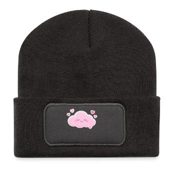 Pink Cloud Hearts Kawaii - Recycled Patch Beanie - dark grey - Front