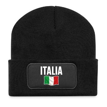 Italia Flagge Souvenir Design - Recycelte Patch Beanie - Schwarz - Vorne