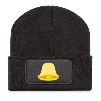 Yellow Bell Icon – Minimal - Recycled Patch Beanie - dark grey - Front
