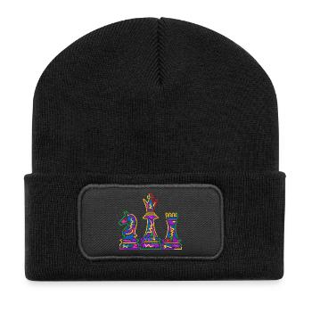 Chess Player Colorful Chess Pieces Kids Chess - Recycled Patch Beanie - black - Front