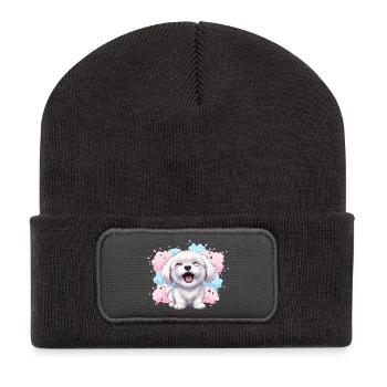 Éclaboussure pastel joyeuse et duveteuse - Beanie recyclé à patch - charbon - Devant