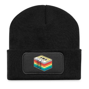 Vibrant Rainbow Cassette Tape - Recycled Patch Beanie - black - Front