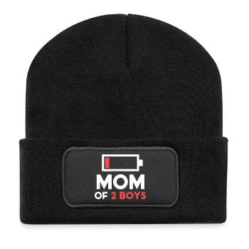 Emblème de la maman de deux garçons - Beanie recyclé à patch - noir - Devant