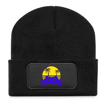 Tropical Evening Sun Hibiscus - Recycled Patch Beanie - black - Front
