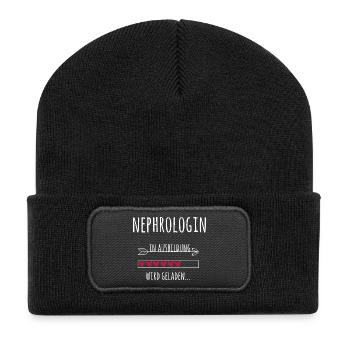 Nephrologin Ausbildung Medizinstudium Ärztin - Recycelte Patch Beanie - Schwarz - Vorne