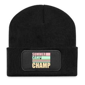 Summer Camp Champ Fun Kids Outdoor Adventure - Recycled Patch Beanie - black - Front