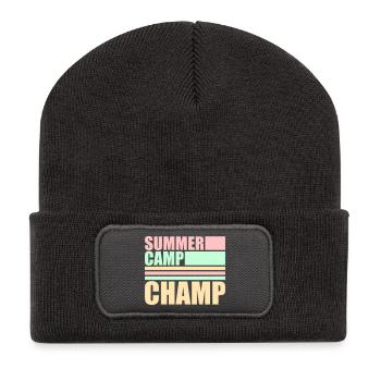 Summer Camp Champ Lustig Kinder Outdoor Abenteuer - Recycelte Patch Beanie - Dunkelgrau - Vorne