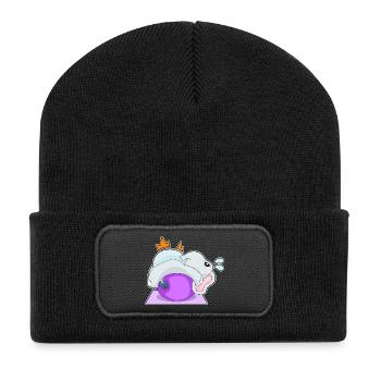 Elefant Yoga Fitness Gymnastik - Recycelte Patch Beanie - Schwarz - Vorne