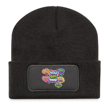 Motivational Sticker Colorful Positive School Exam - Recycled Patch Beanie - dark grey - Front