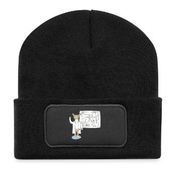 Lama as scientist explains connections - Recycled Patch Beanie - black - Front