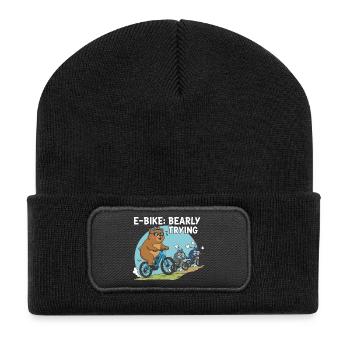 E-Bike à peine tenté Funny Grizzly - Beanie recyclé à patch - noir - Devant