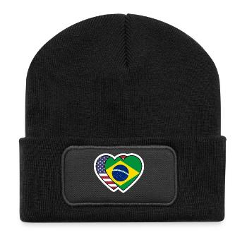 Sticker Cœurs USA Brésil - Design Drapeau  - Beanie recyclé à patch - noir - Devant
